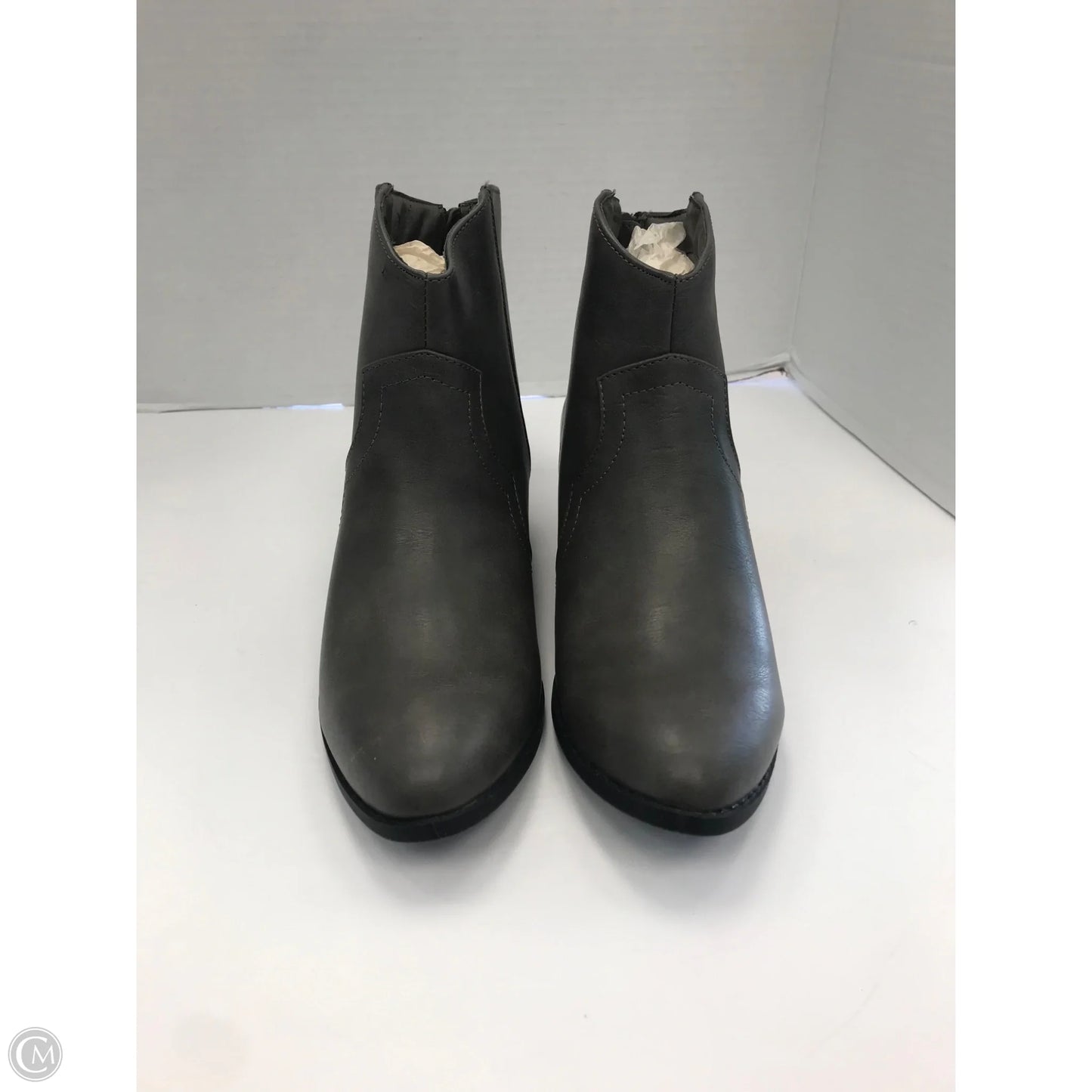 Boots Ankle Heels By Charlotte Russe In Grey, Size: 7