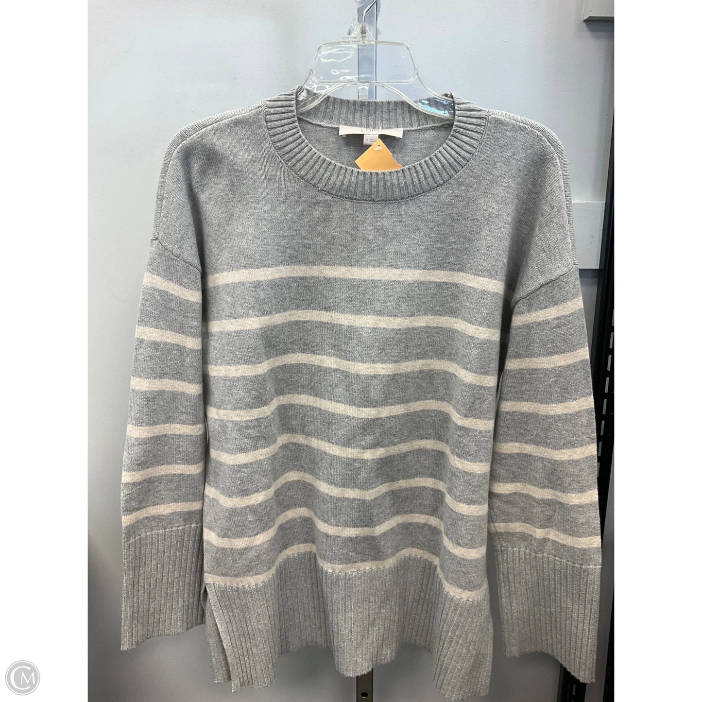 Sweater By Loft In Grey & White, Size: M