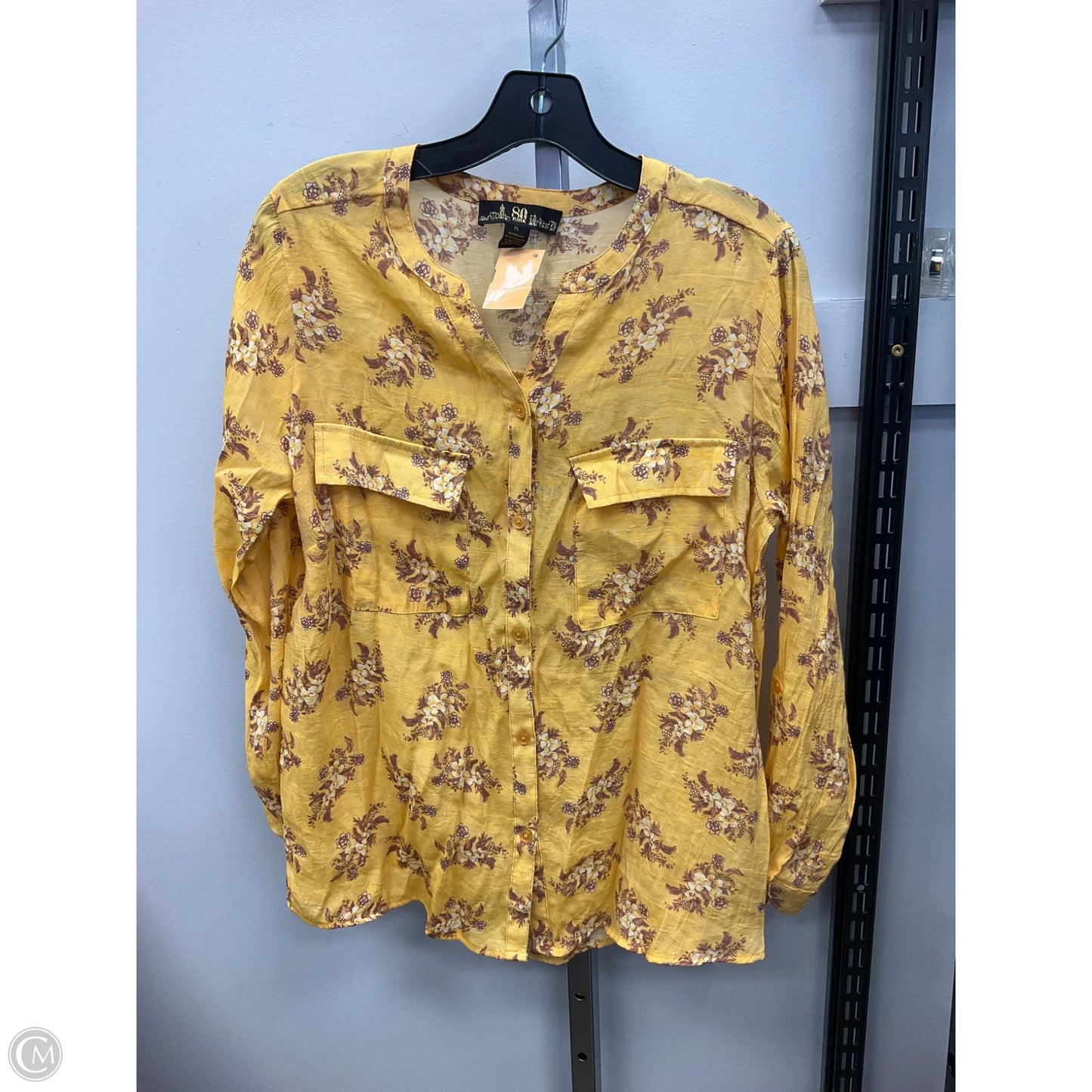Top Long Sleeve By Clothes Mentor In Yellow, Size: Lp
