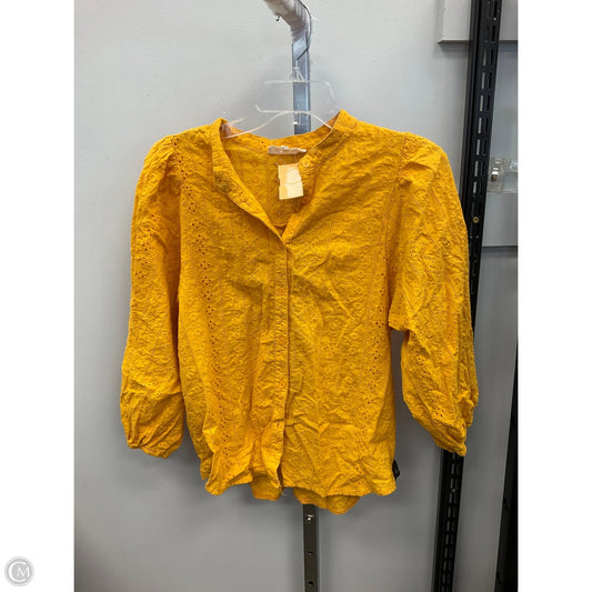 Top Long Sleeve By Solitaire In Gold, Size: L