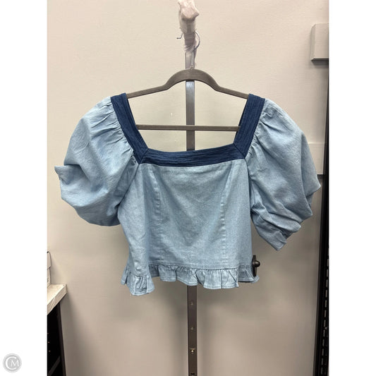 Top Short Sleeve By Strut & Bolt In Blue Denim, Size: L