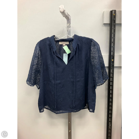 Top Short Sleeve By Loft In Navy, Size: Sp