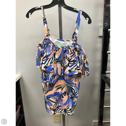 Swimsuit Top By Clothes Mentor In Blue & Cream, Size: 20