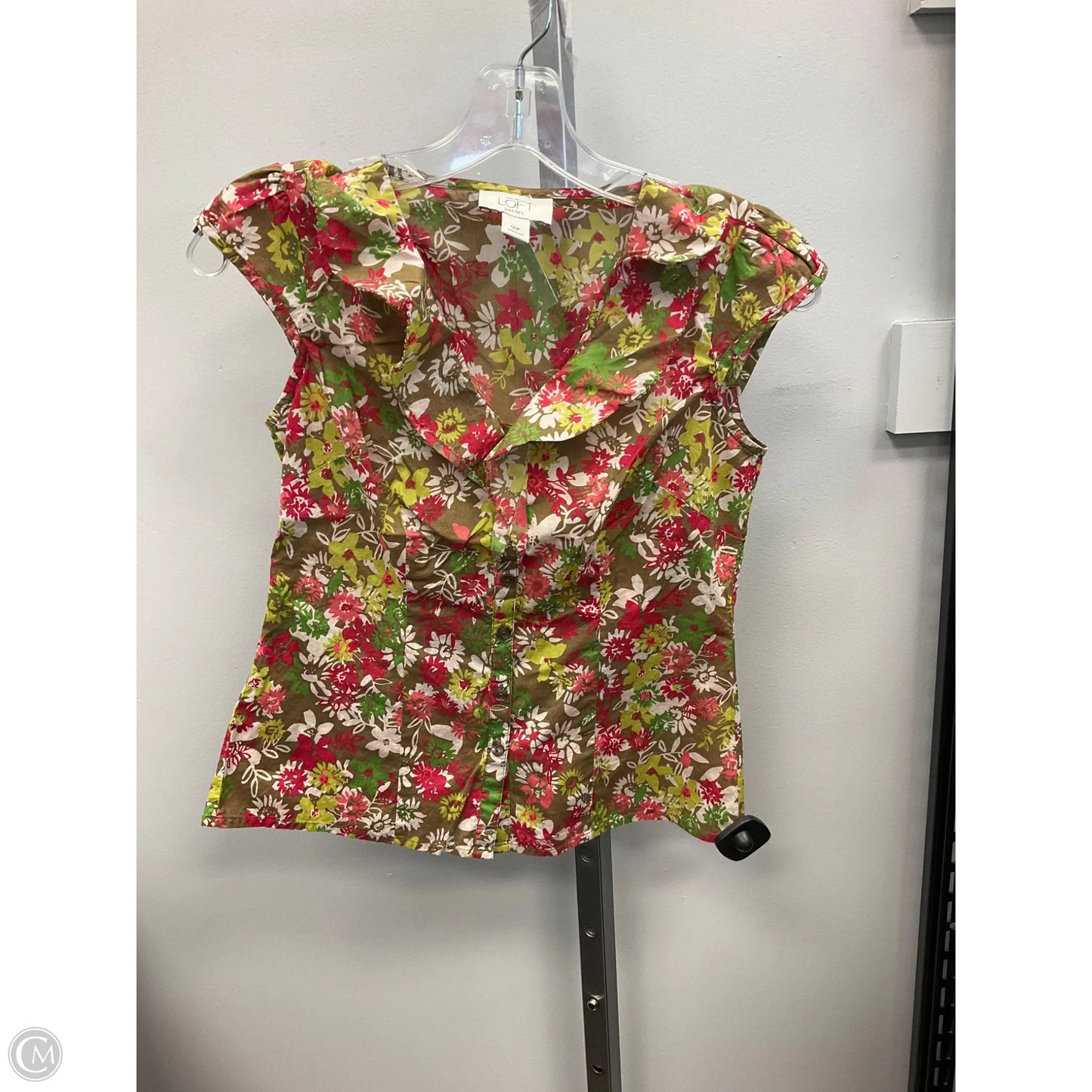 Top Sleeveless By Loft In Floral Print, Size: 0p