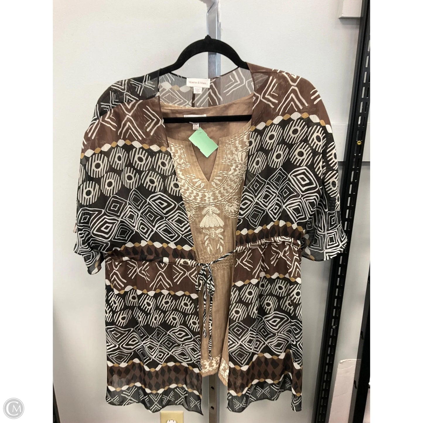 Top Short Sleeve By Monroe And Main In Brown, Size: 2x