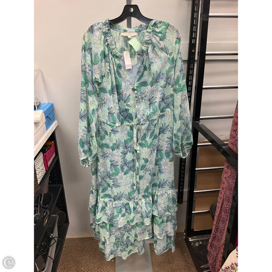 Dress Casual Midi By Loft In Blue & Green, Size: M