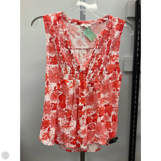 Top Sleeveless By Lucky Brand In Orange & White, Size: M