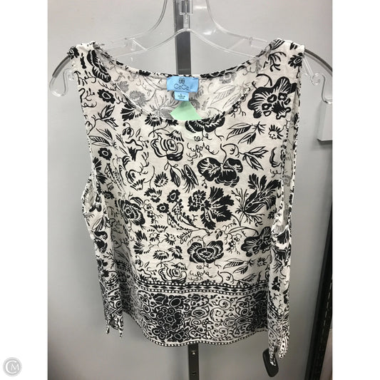 Top Sleeveless By Cece In Black & White, Size: L