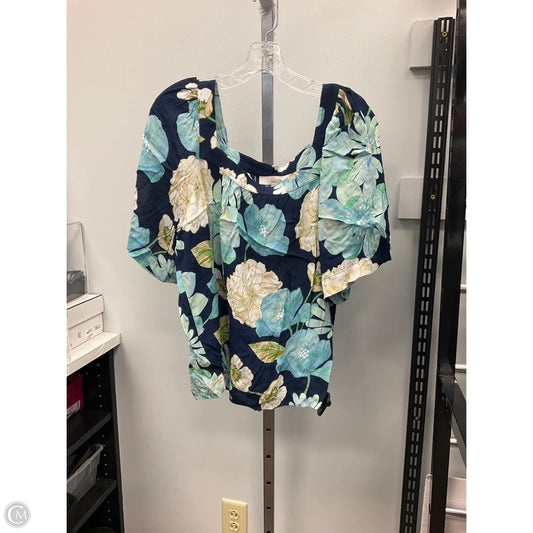 Top Short Sleeve By Loft In Blue & Green, Size: M