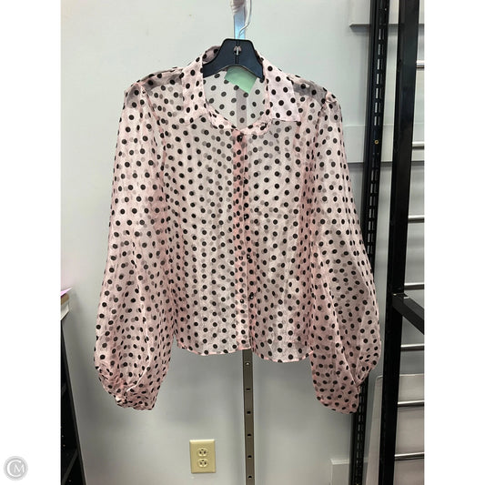 Top Long Sleeve By Nasty Gal In Polkadot Pattern, Size: S