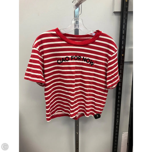 Top Short Sleeve By Madewell In Red & White, Size: S