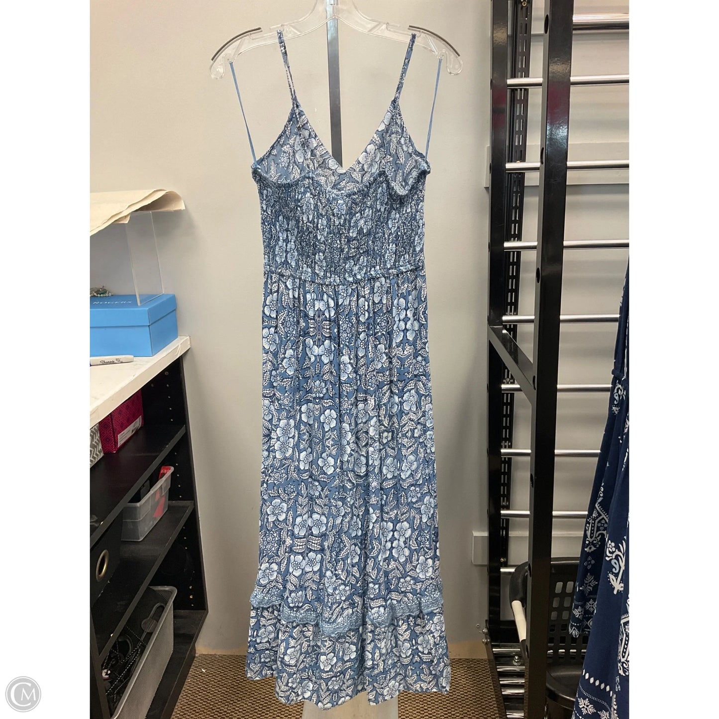Dress Casual Midi By Sincerely Jules In Blue & White, Size: M