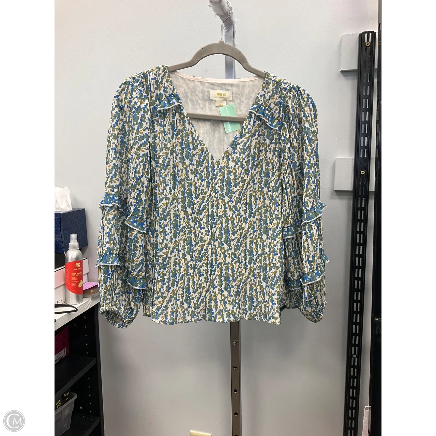 Top Long Sleeve By Maeve In Blue & Green, Size: Xxsp