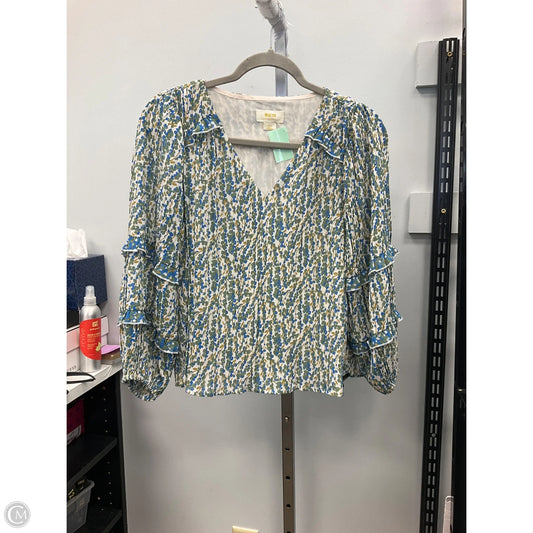 Top Long Sleeve By Maeve In Blue & Green, Size: Xxsp