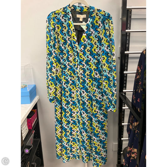 Dress Casual Midi By Michael By Michael Kors In Blue & Green, Size: L