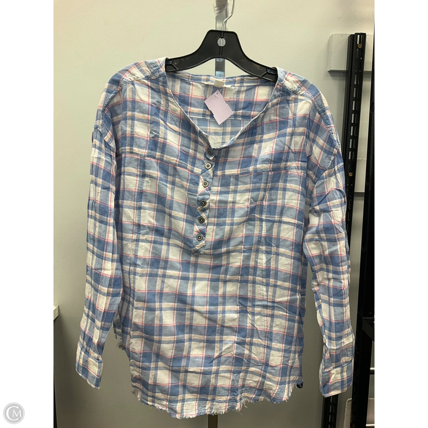 Top Long Sleeve By Beachlunchlounge In Plaid Pattern, Size: S