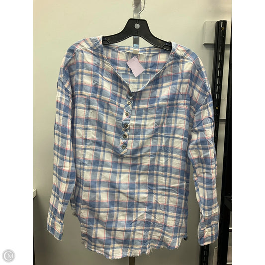 Top Long Sleeve By Beachlunchlounge In Plaid Pattern, Size: S