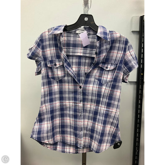 Top Short Sleeve By Clothes Mentor In Plaid Pattern, Size: M