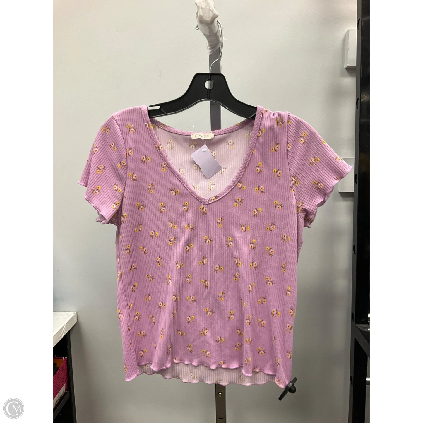 Top Short Sleeve By Olivia Rae In Purple & Yellow, Size: M