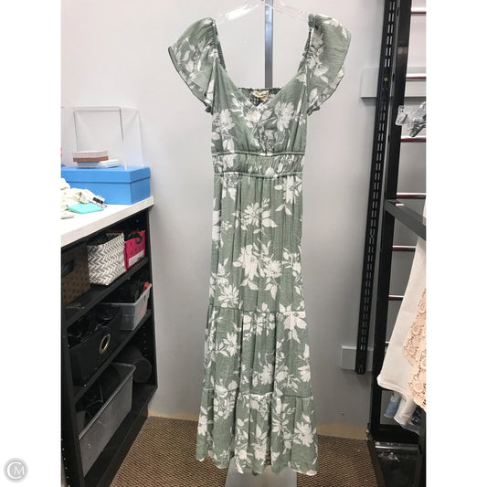Dress Casual Midi By Clothes Mentor In Green & White, Size: M