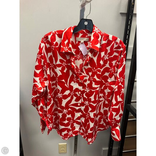 Top Long Sleeve By Loft In Red & White, Size: Xs