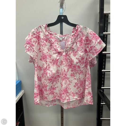 Top Short Sleeve By Cmc In Pink & White, Size: Xl