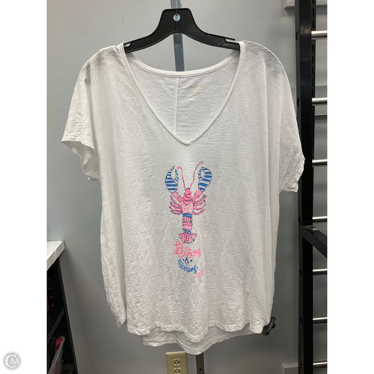 Top Short Sleeve Designer By Lilly Pulitzer In White, Size: L