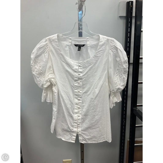 Top Short Sleeve By Lauren By Ralph Lauren In White, Size: 14