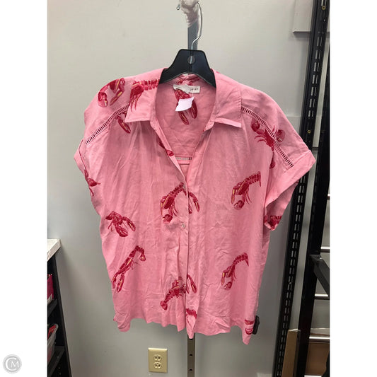 Top Short Sleeve By Jane And Delancey In Pink & Red, Size: L