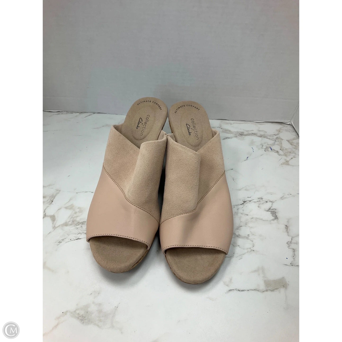 Shoes Heels Wedge By Clarks In Cream, Size: 10