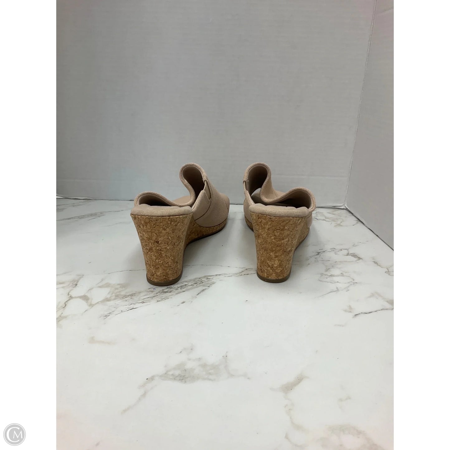 Shoes Heels Wedge By Clarks In Cream, Size: 10