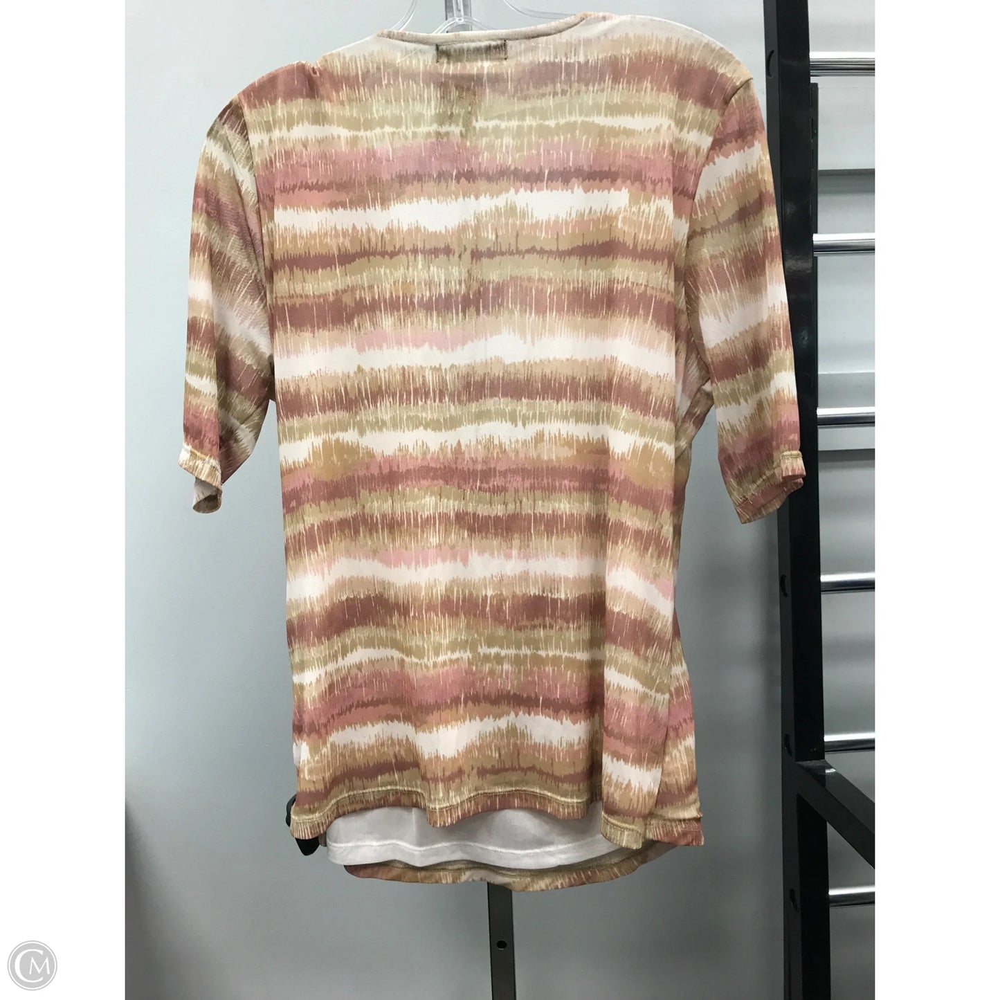 Top Short Sleeve By Cable And Gauge In Pink & Tan, Size: L