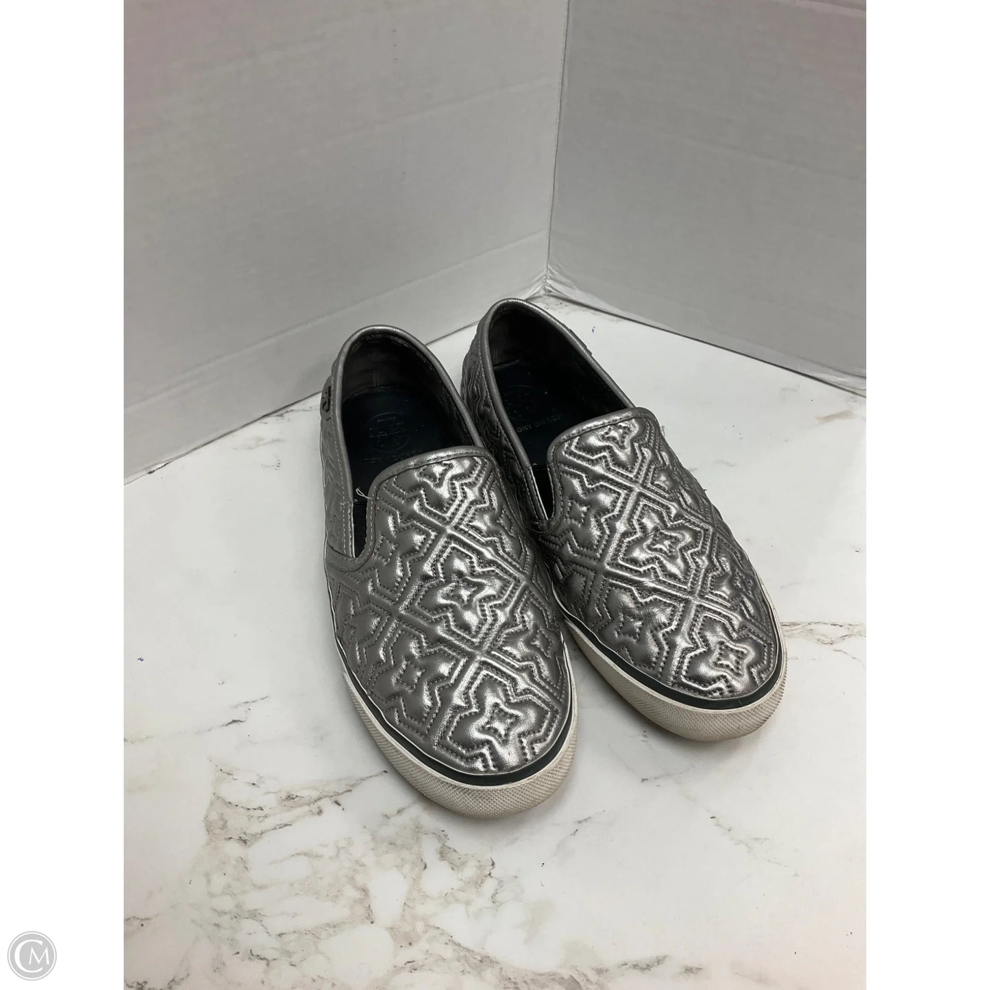 Shoes Designer By Tory Burch In Silver, Size: 8
