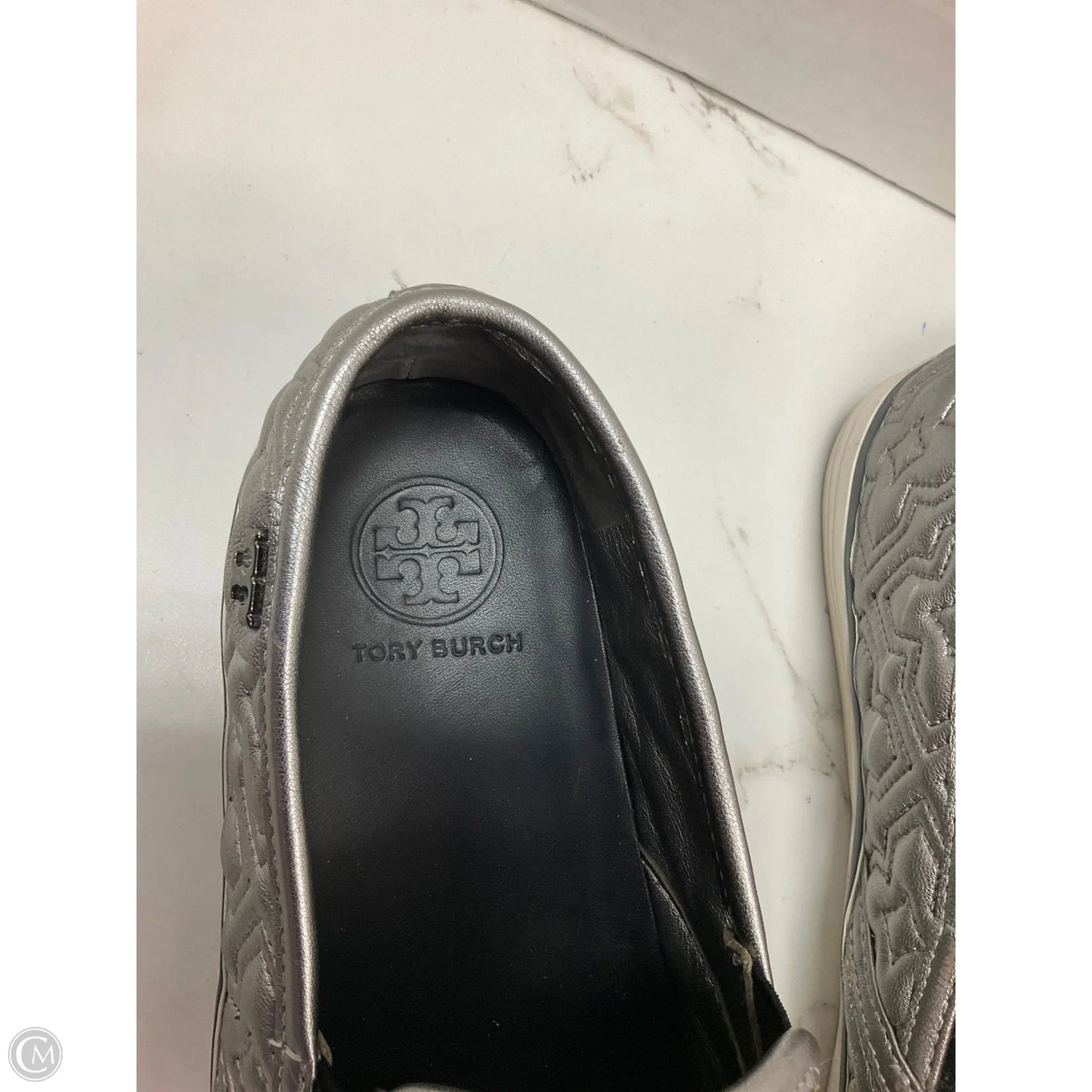 Shoes Designer By Tory Burch In Silver, Size: 8