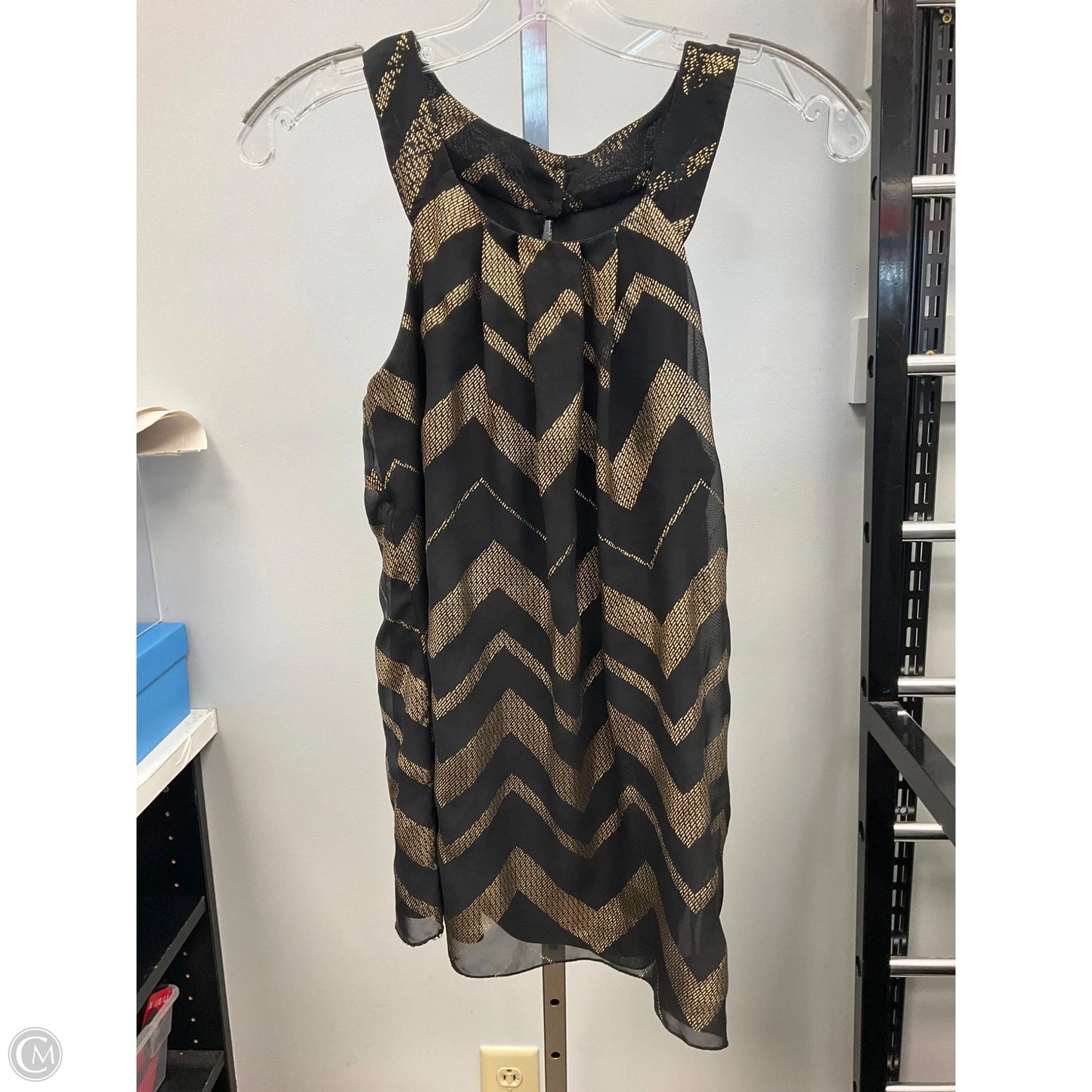 Top Sleeveless By Iz Byer In Black & Gold, Size: S