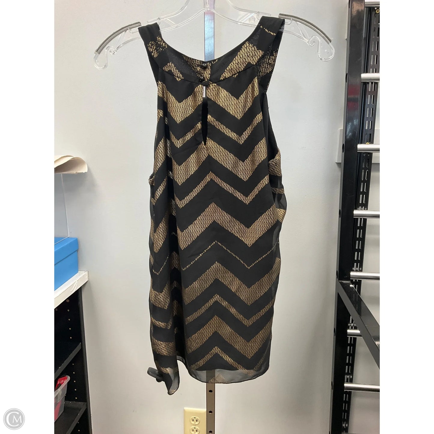 Top Sleeveless By Iz Byer In Black & Gold, Size: S