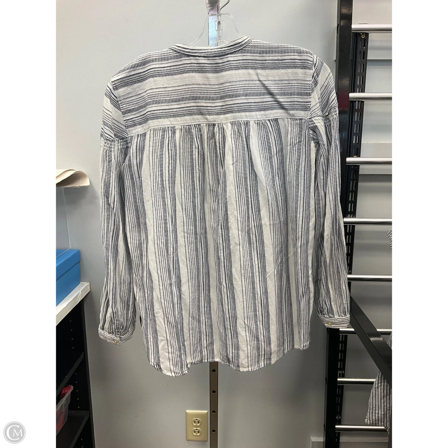 Top Long Sleeve By Loft In Blue & White, Size: S