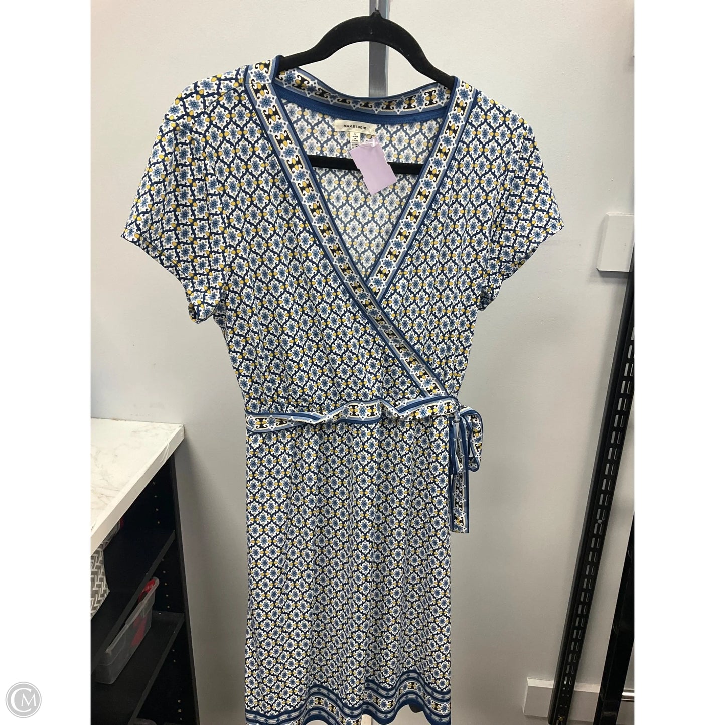 Dress Casual Short By Max Studio In Blue & Yellow, Size: L