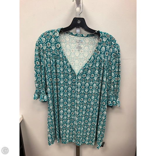 Top Short Sleeve By Croft And Barrow In Teal, Size: Xxl