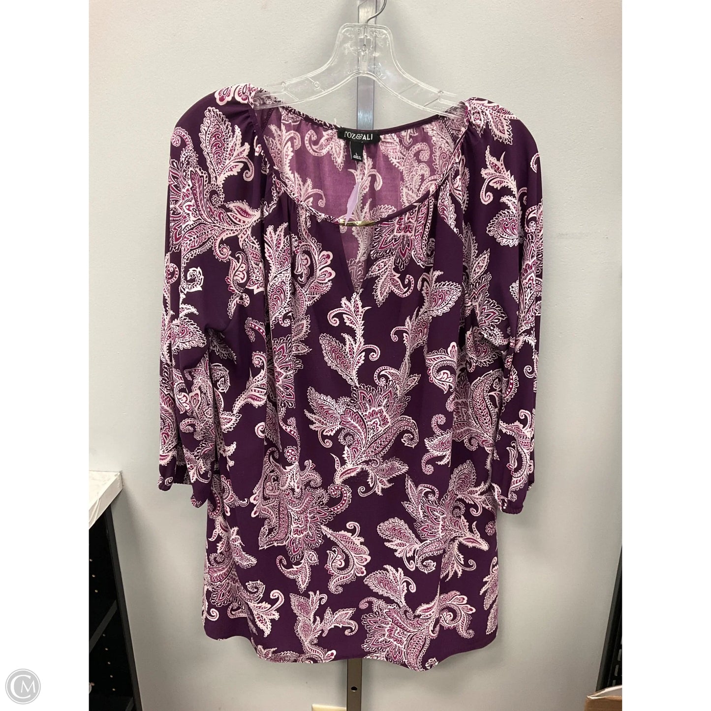 Top 3/4 Sleeve By Roz And Ali In Purple, Size: L
