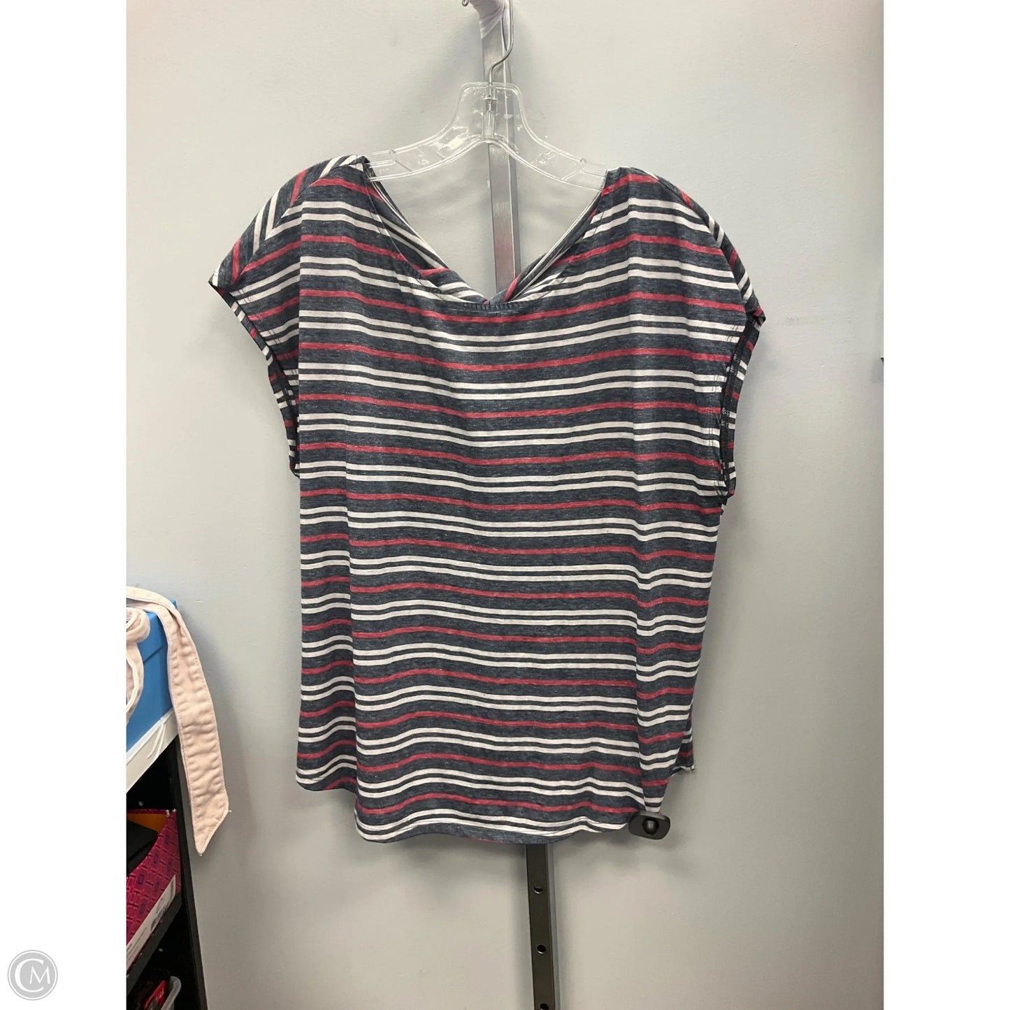 Top Short Sleeve By Lucky Brand In Striped Pattern, Size: L