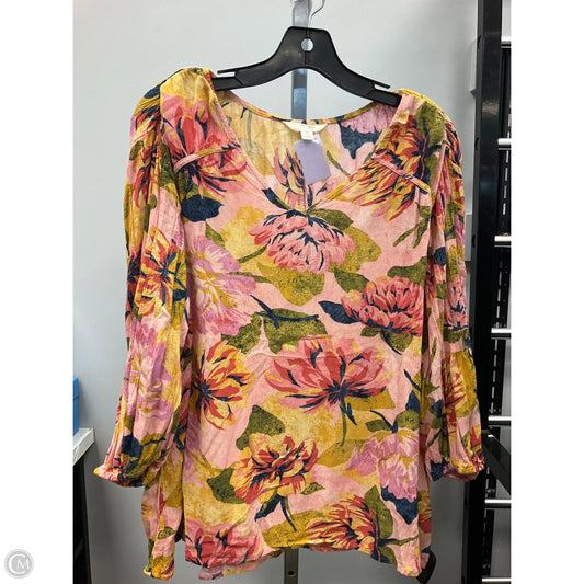 Top 3/4 Sleeve By Terra & Sky In Floral Print, Size: Xl