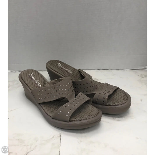 Sandals Heels Wedge By Skechers In Grey, Size: 7