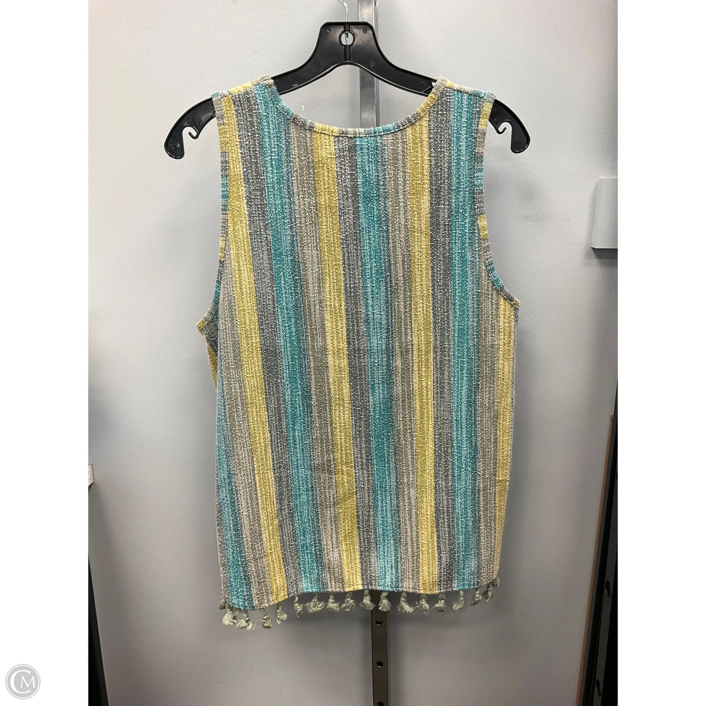 Top Sleeveless By W5 In Green & Yellow, Size: L