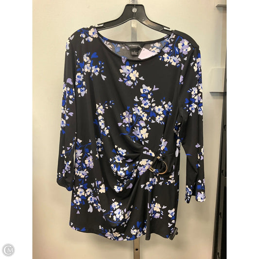 Top 3/4 Sleeve By Liz Claiborne In Black & Blue, Size: L
