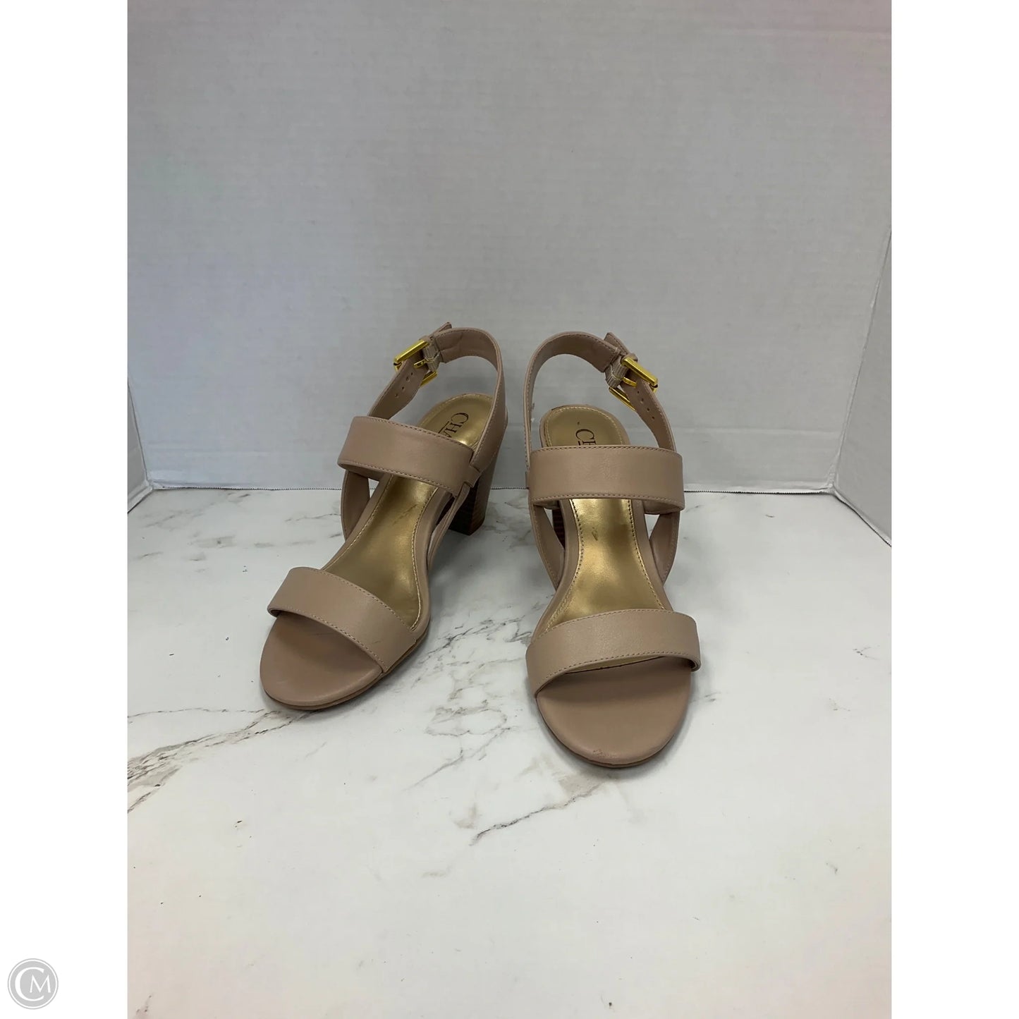 Sandals Heels Stiletto By Chaps In Tan, Size: 7.5