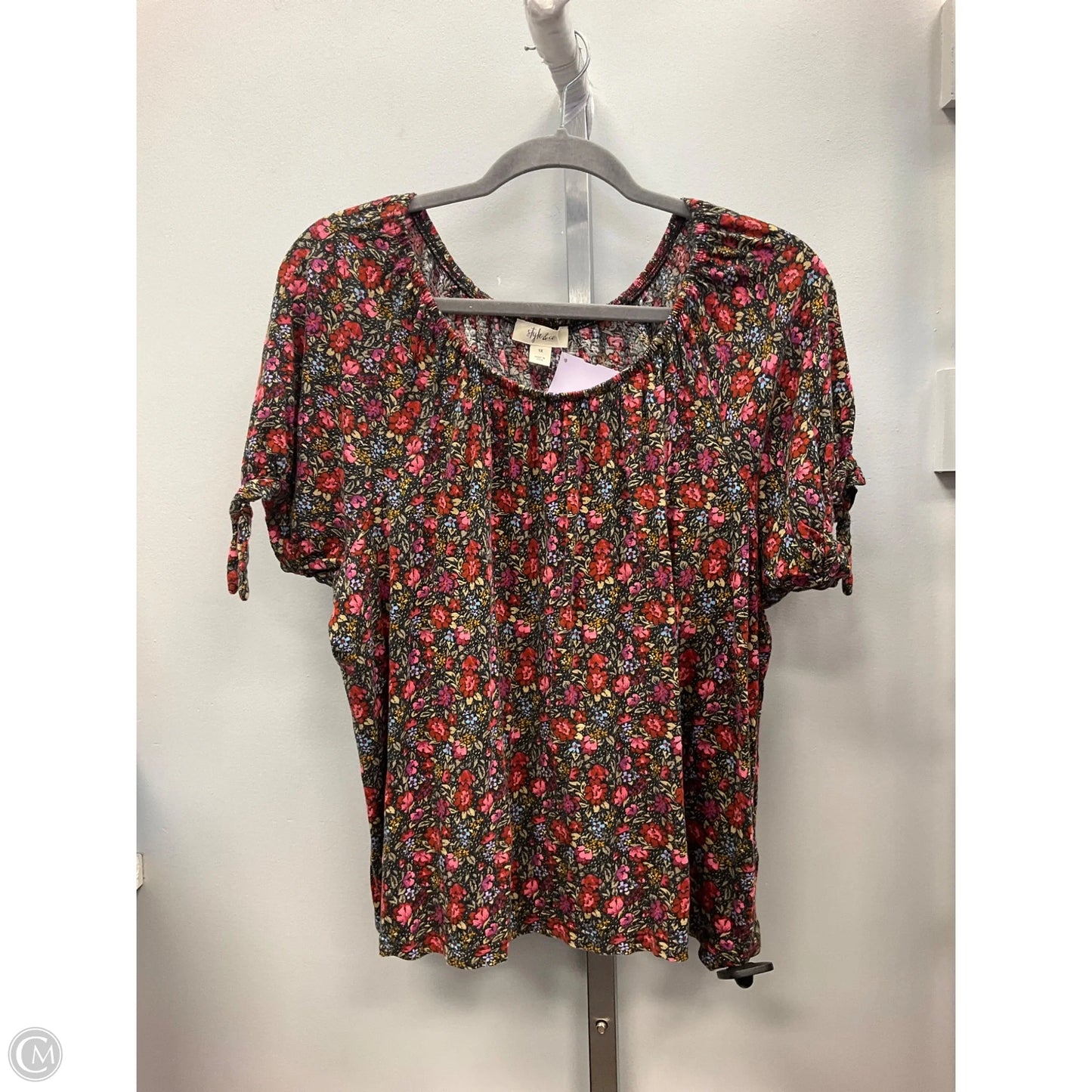 Top Short Sleeve By Style And Company In Floral Print, Size: 1x
