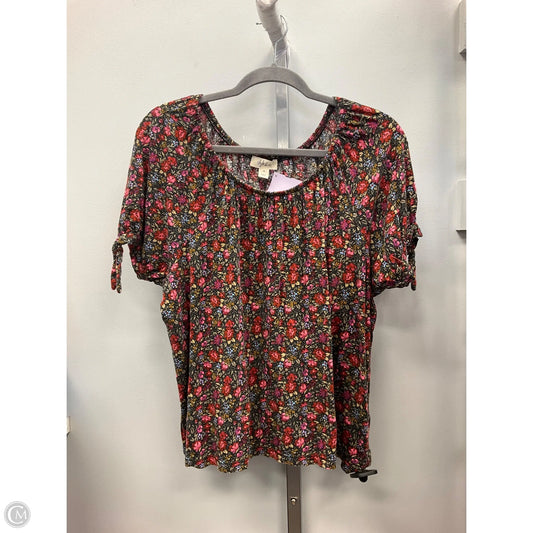 Top Short Sleeve By Style And Company In Floral Print, Size: 1x