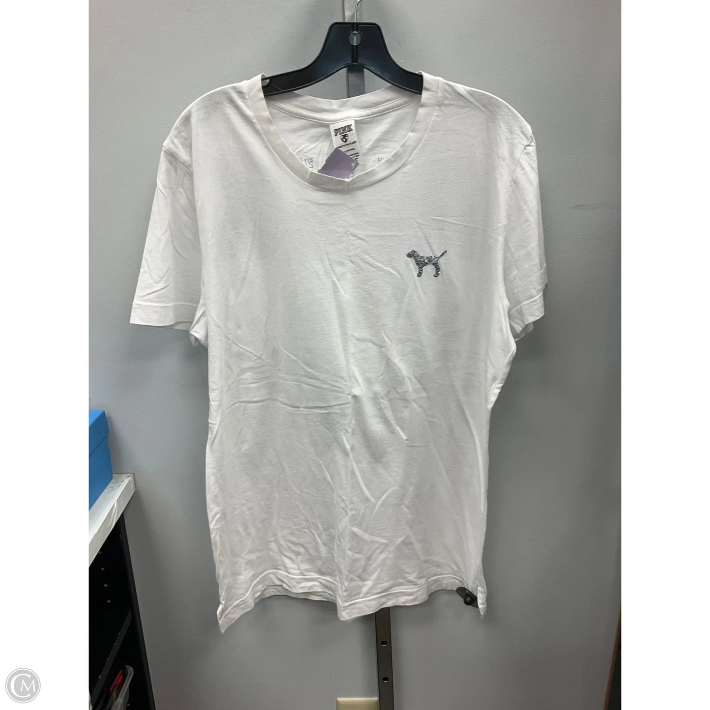 Top Short Sleeve Basic By Pink In White, Size: L