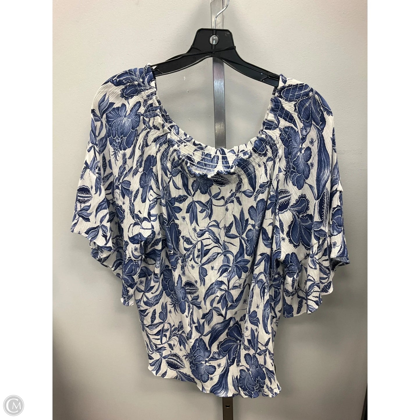 Top Short Sleeve By H&m In Blue & White, Size: 12